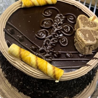 House-decorated chocolate cake